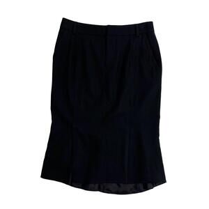 TOM FORD Size 38 Italy Solid Black Wool Blend Pleat Front Designer Pencil Skirt